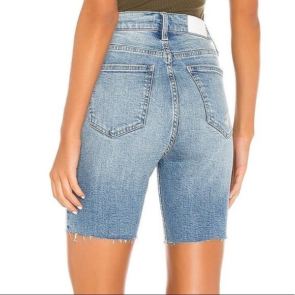 Pistola Izzy High Rise Slim Biker Bermuda Denim Short Size 24 - Picture 4 of 10